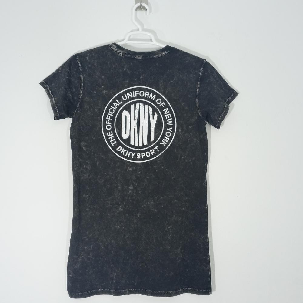 DKNY Sport Distress Look Spell Out Logo T-shirt Dress Women's S Grunge
